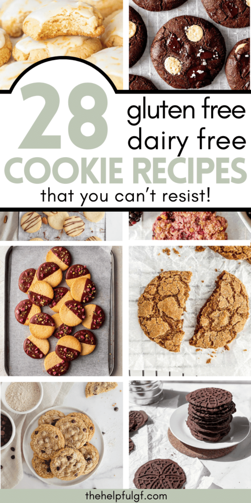 pin image with collage of dairy free gluten free cookies with pin text gluten free dairy free cookie recipes that you can't resist