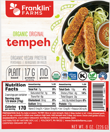 Franklin Farms Organic Original Tempeh, 8 Ounce - 12 per case