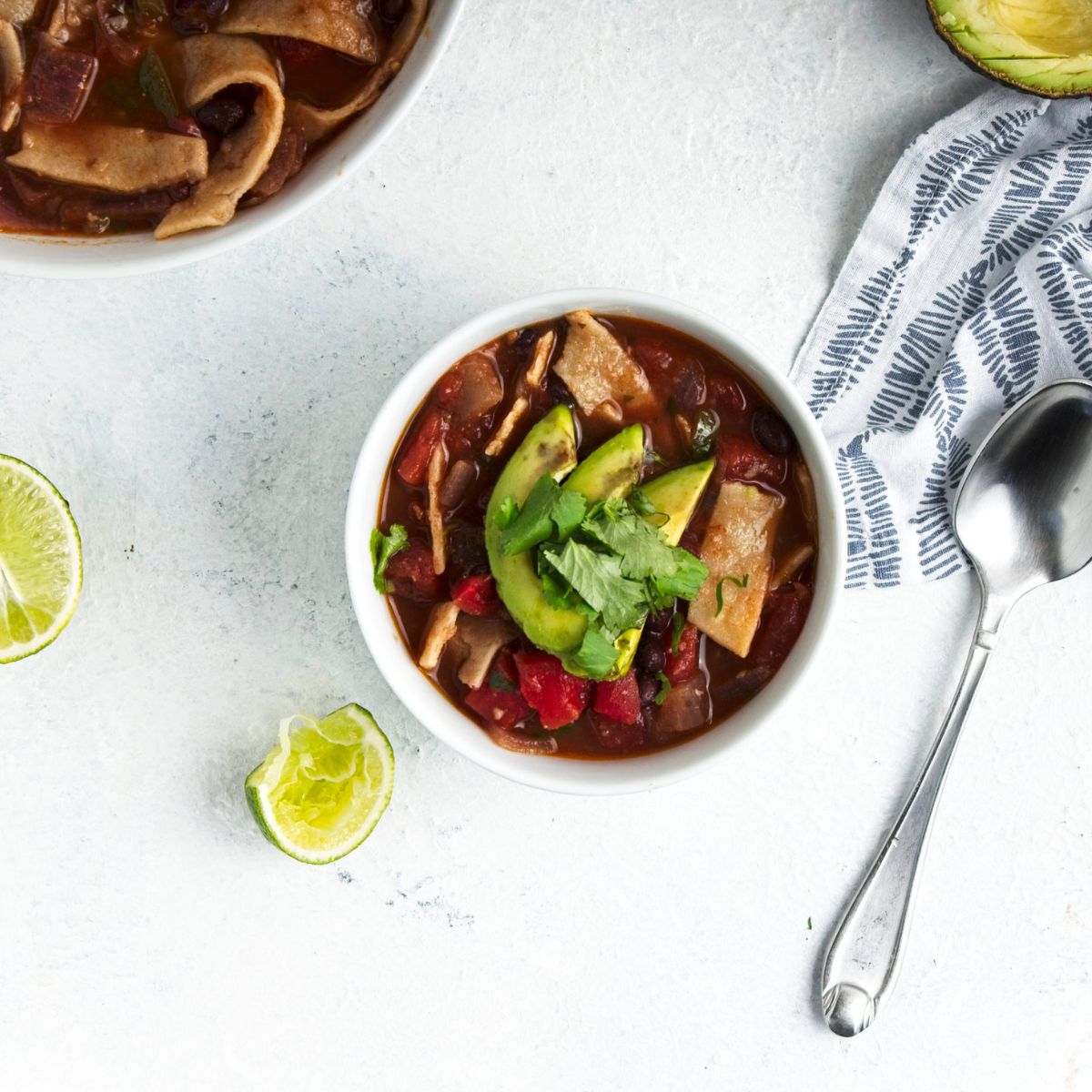 Vegetarian Tortilla Soup (gluten free, dairy free, vegan)