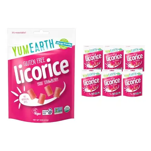 YumEarth Organic Gluten Free Strawberry Licorice Snack Packs (Pack of 6)