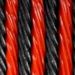 A closeup of alternating red and black licorice sticks
