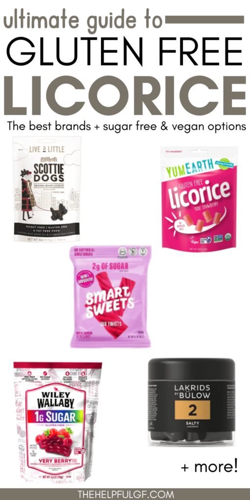 pin image of gluten free licorice brands in a collage