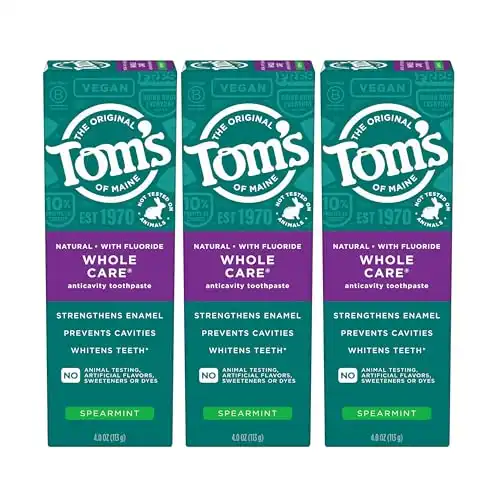 Tom's of Maine Whole Care Natural Toothpaste with Fluoride, Spearmint