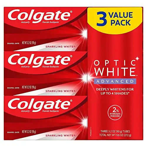 Colgate Optic White Advanced Hydrogen Peroxide Toothpaste, Sparkling White