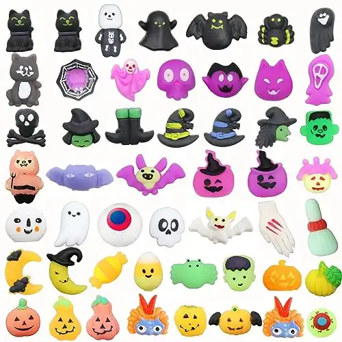 Halloween Mochi Squishy Toys for Stress Relief, 50 Pcs