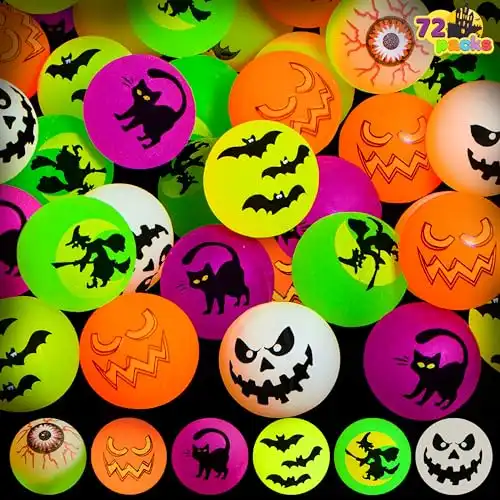 JOYIN Glow in The Dark Halloween Bouncy Balls, 72 PCS