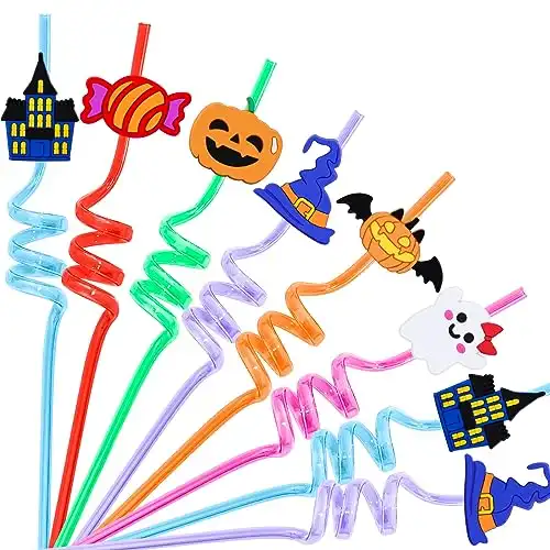 Fun Plastic Straw Halloween Party Favors, 24Pcs