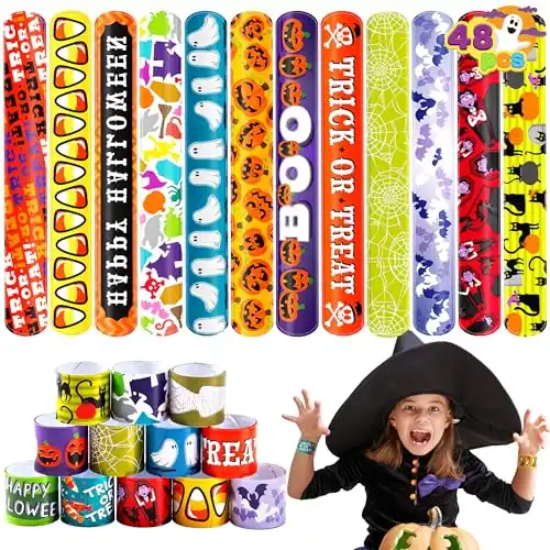 JOYIN Halloween Slap Bracelets for Kids Halloween Party Favors, 48 PCS