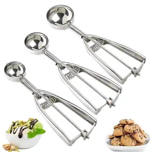 3Pcs Scoop Set, Scooper with Trigger Release, Cookie Scooper for Baking