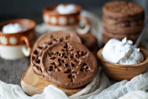 gf hot cocoa waffles with whipped cream